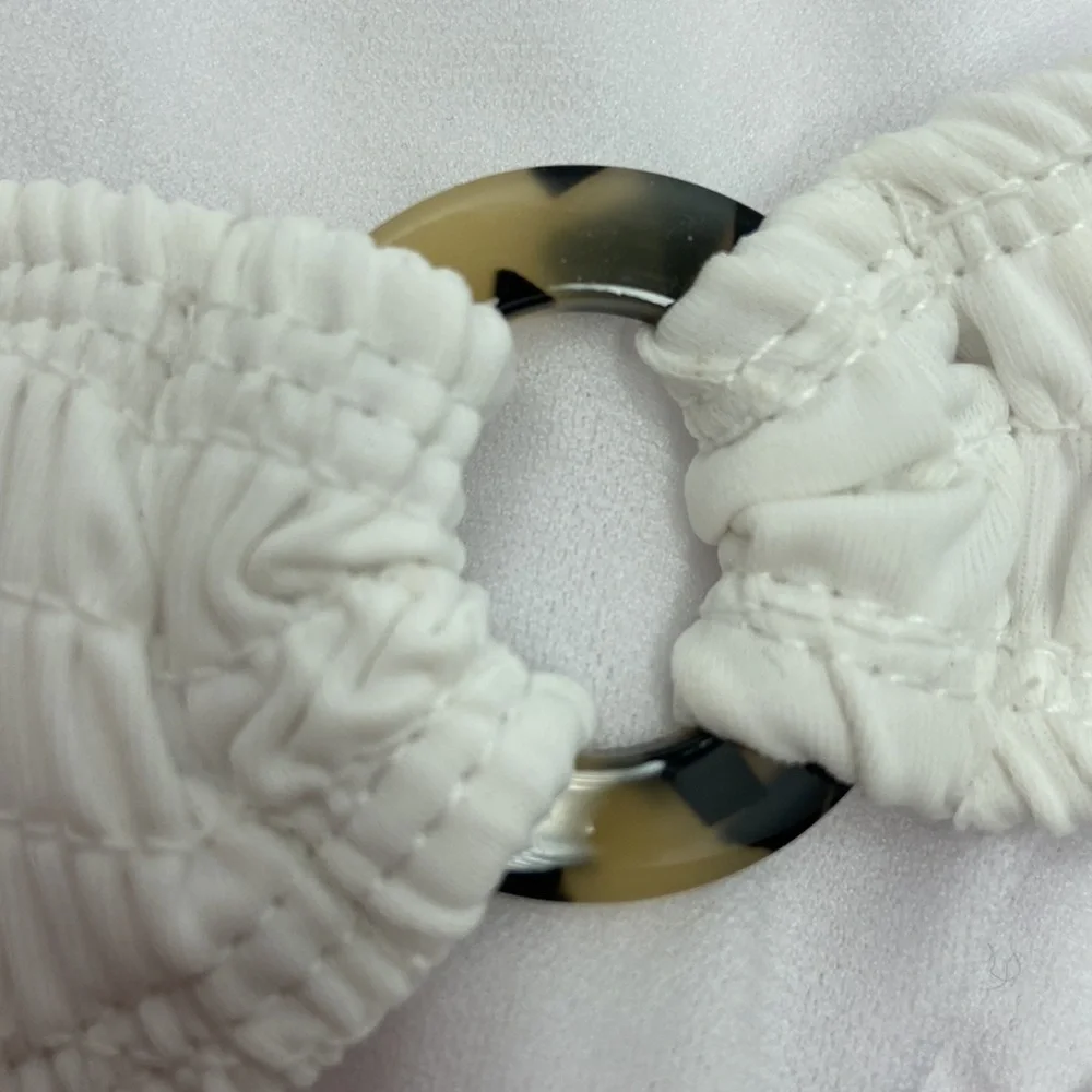 Cabana Del Sol White Smocked Bikini Bottoms Size Large - Picture 7 of 9